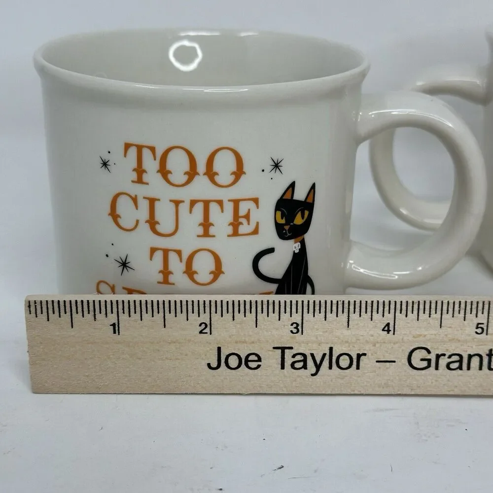 2 Hyde & Eek Halloween - Too Cute to Spook - Black Cat Coffee Mugs